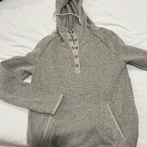 Ascend Heather Gray Buttoned Wool Sweater Hooded